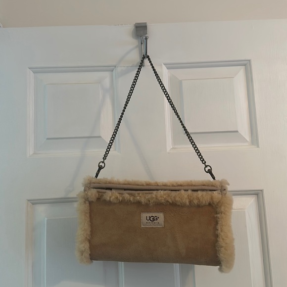 UGG Handbags - UGG Australia Suede Shearling Hand Warmer Muff Muffler Bag, Purse, Beige